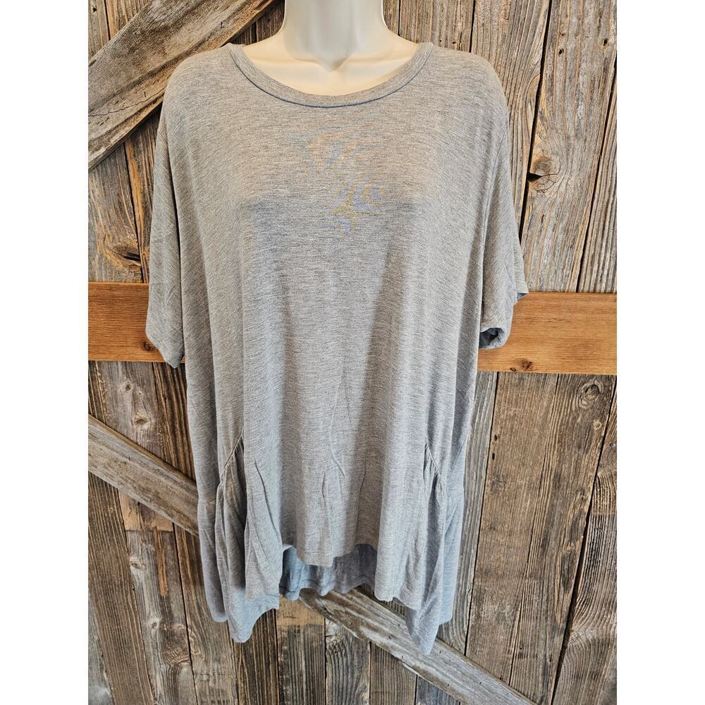 Love fire size 3X grey shark bite tunic top blouse plus size EUC Career Casual ^